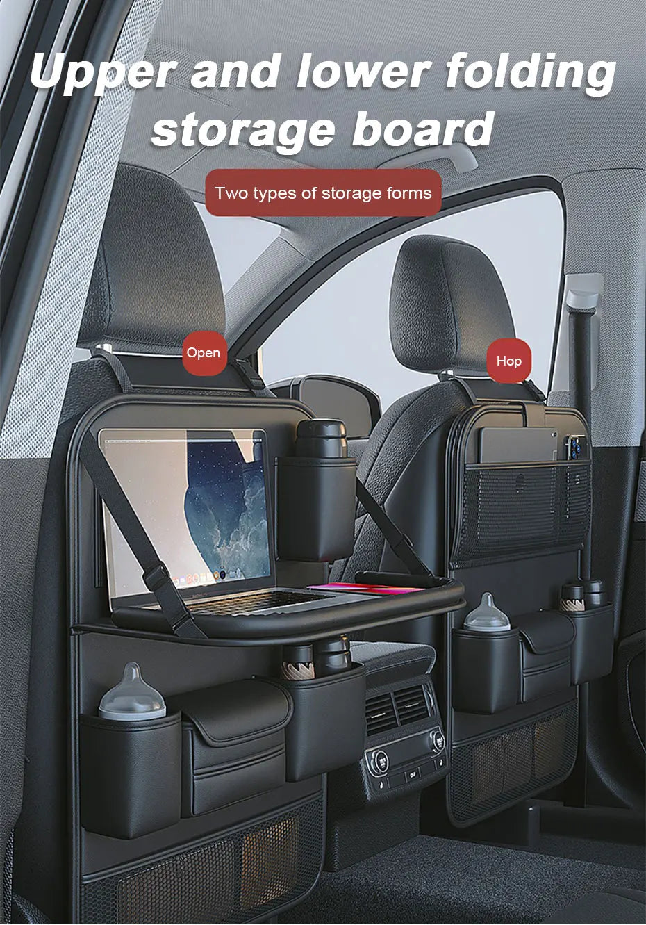 SEAMETAL Car Backseat Storage Bag – Multi-Pocket Seat Back Organizer with Foldable Tablet Tray & Large Capacity