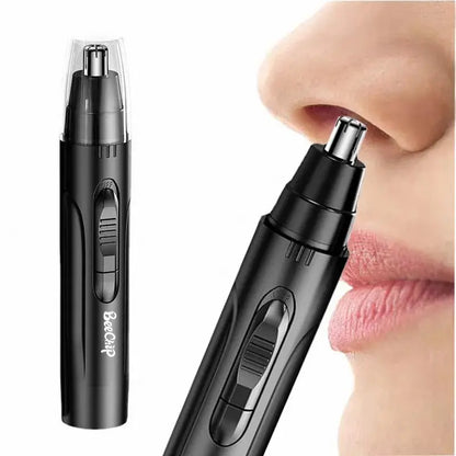 Black Electric Nose Hair Trimmer: Low-Noise, High-Torque Motor for Men and Women - Washable Nasal Hair Remover