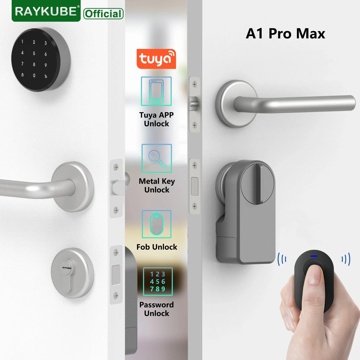 A1 Pro Max Bluetooth Smart Door Lock – Tuya APP Remote Control, Keyless Entry, Smart Life Compatible, DIY Easy Installation