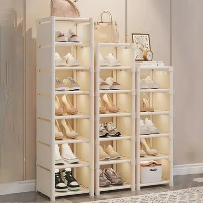 Multiple Layers Shoe Organizer Rack - Space-Saving Stackable Shelf for Wall Corner, Adjustable Shoe Storage Cabinet