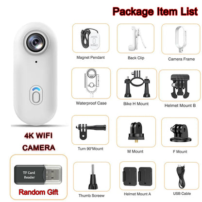 POV 4K Magnetic Sports Action Camera – 30M Waterproof Mini Body Cam with WiFi 2.4G Wireless, Helmet & Motorcycle Vlog Camera for Cycling & Outdoor Use