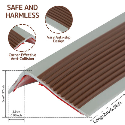 Soft PVC Stair Edge Protector – Non-Slip L-Shape Self-Adhesive Step Trim, 2m Stair Nose Edging Strip