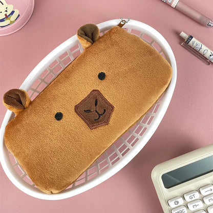 Cute Capybara Plush Pencil Case – Large Capacity Stationery & School Supplies Bag
