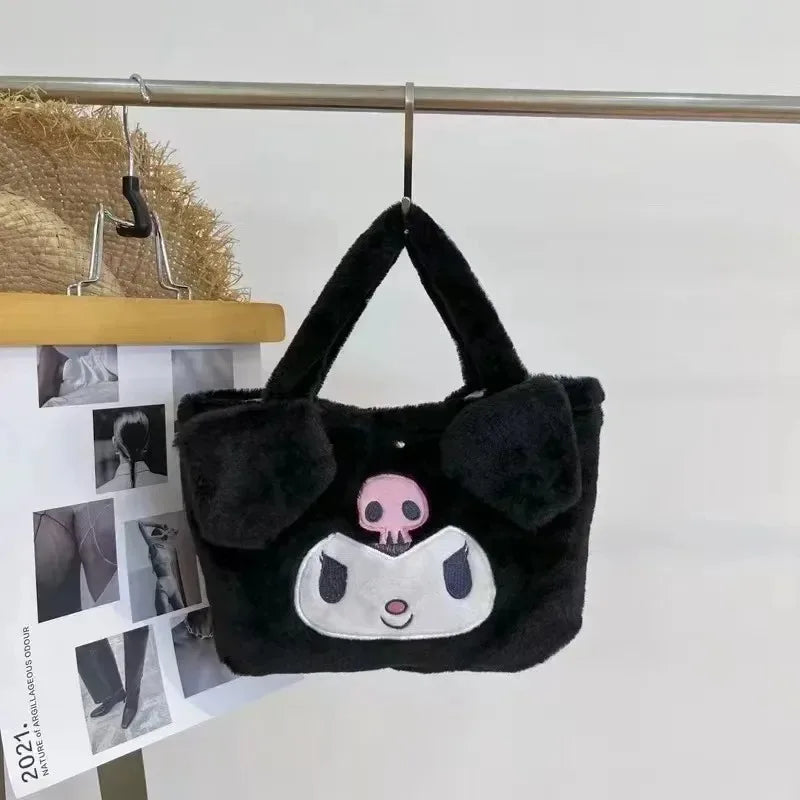 Kawaii Sanrio Kuromi Plush Backpack – Lolita Style Stuffed Animal Doll, My Melody Tote Bag for Women & Girls, Christmas Gift