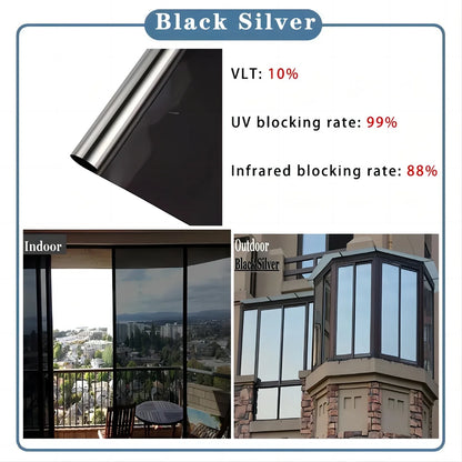 Solar Reflective Window Film - Insulation Privacy Glass Tint Sticker with 99% UV Protection for Home & Office Windows