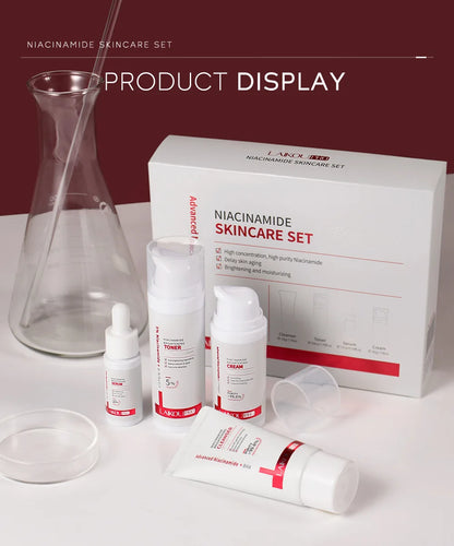 Niacinamide Skin Care Set – Oil Control, Anti-Wrinkle & Whitening Face Serum, Cream, Toner 4-Piece Kit