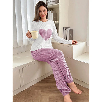 Women’s 2PCS Pajama Set – Long Sleeve Top & Pants Sleepwear Loungewear for Spring & Autumn