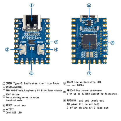 RP2040-Zero Microcontroller Board – Dual-Core Cortex M0+ Raspberry Pi PICO with 2MB Flash (1-10PCS)