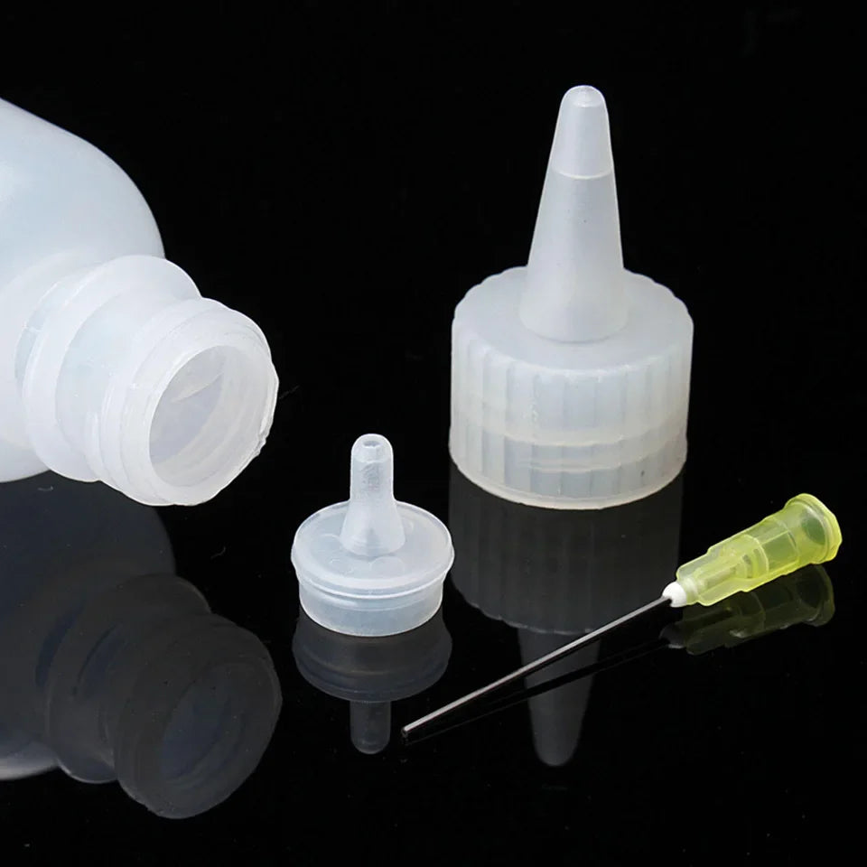 50ml Empty Plastic Precision Needle Bottle – Rosin Flux & 502 Glue Dispenser for Soldering, iPhone Repair & Electronics Tools