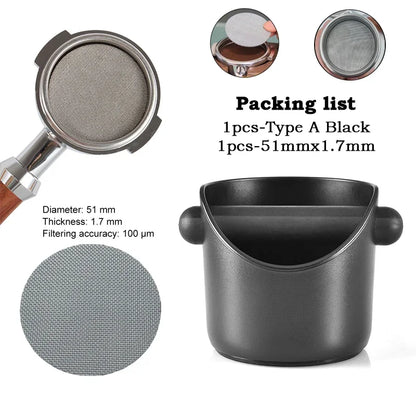 Shock-Absorbent Coffee Knock Box – Anti-Slip Espresso Grind Dump Bin for Barista Coffee Waste