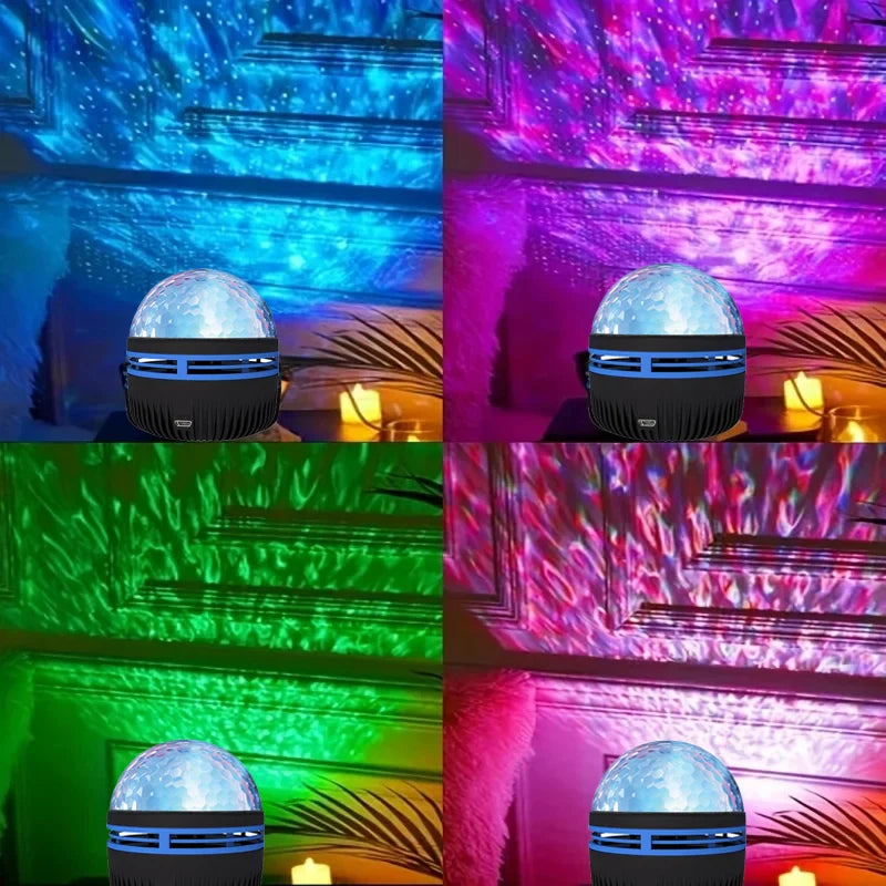Galaxy Projection Light – LED Water Pattern Starry Sky Lamp, Aurora Projector and Mini Moon Star Night Light for Room Decor