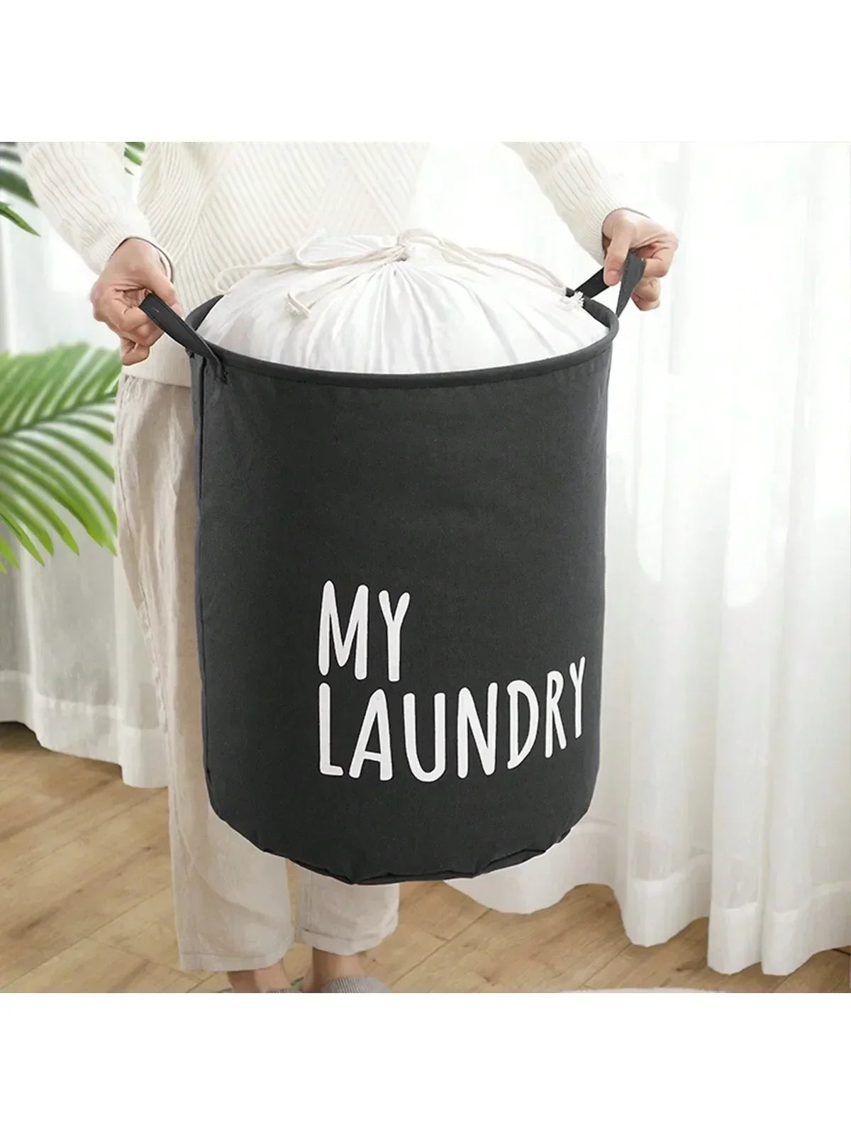 Cotton & Linen Foldable Laundry Basket — Waterproof Household Storage for Clothes, Toys, and Laundry Supplies