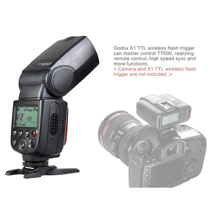 Godox TT600 2.4G Wireless TTL Speedlite + X2T Trigger — Compatible with Canon, Nikon, Sony, Fuji, Olympus