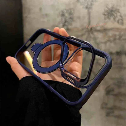 Luxury Magnetic Ring Stand Clear Case with Glass Lens Protection for iPhone 11–16 Pro Max & Plus – MagSafe Compatible Cover