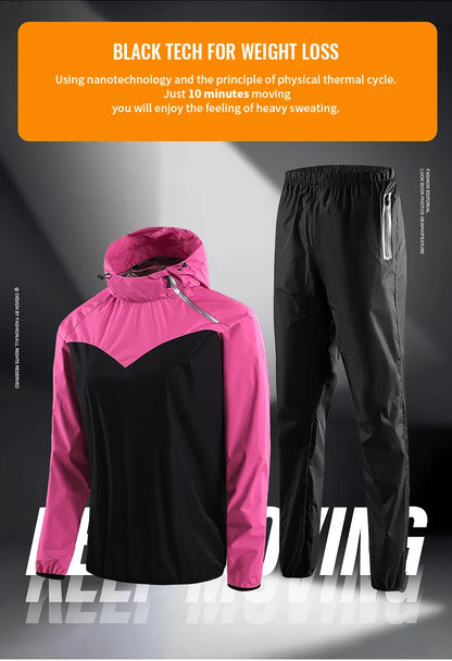 Unisex Sauna Suit Gym Set – Full Body Sweating Sportswear for Men & Women, Boxing, Running, Fitness & Weight Loss Tracksuit