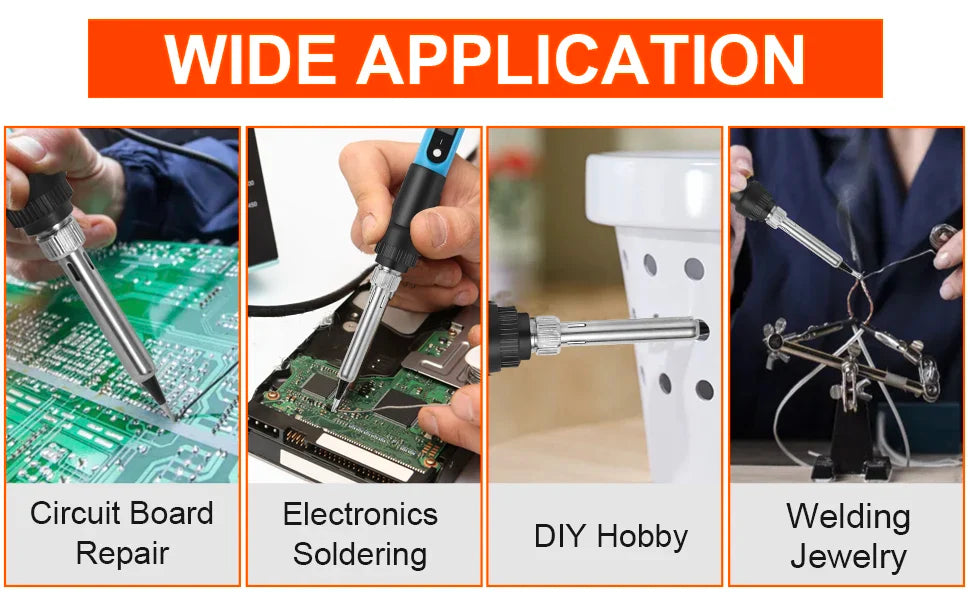 80W LCD Digital Soldering Iron Kit — Adjustable Temperature Electronics Repair Tool with Switch & Solder Tips