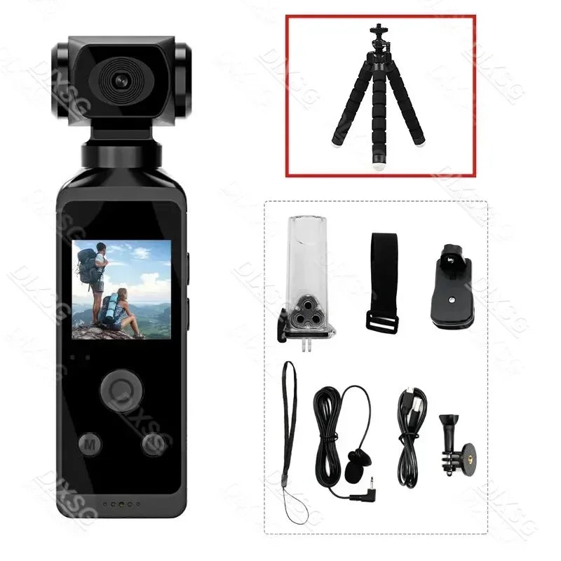4K Ultra HD Pocket Action Camera — 270° Rotatable Vlog Sports Cam with WiFi, Waterproof Case & Helmet Mount