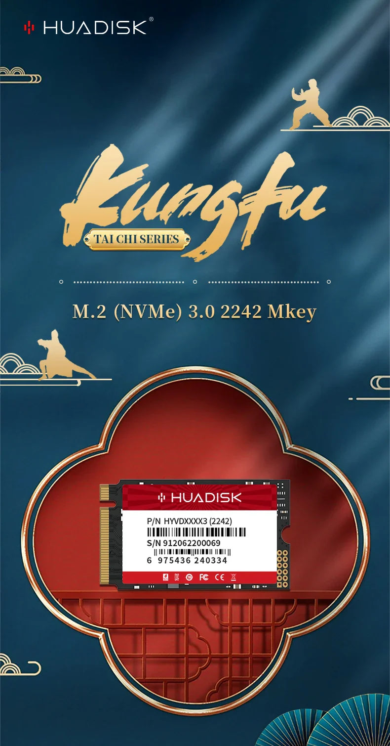 HUADISK M.2 NVMe SSD 2242 PCIe Internal Solid State Drive | 128GB 256GB 512GB 1TB for Orange Pi 5, Lenovo S540