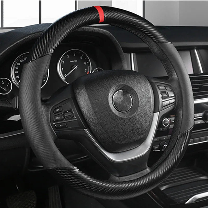 Fashion Universal Car Steering Wheel Cover — Breathable, Anti-Slip, 37-38cm Car Accessory