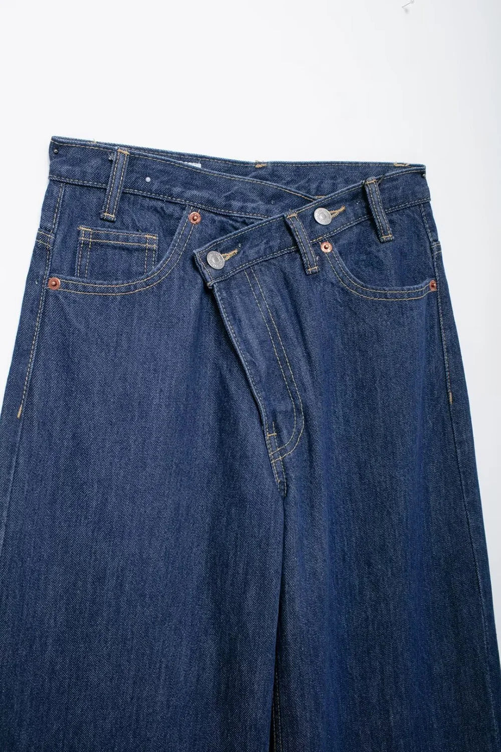TRAF Women’s Basic Hundred Jeans — High Waist Asymmetric Wide-Leg Trousers, Casual Straight-Leg Fashion Jeans