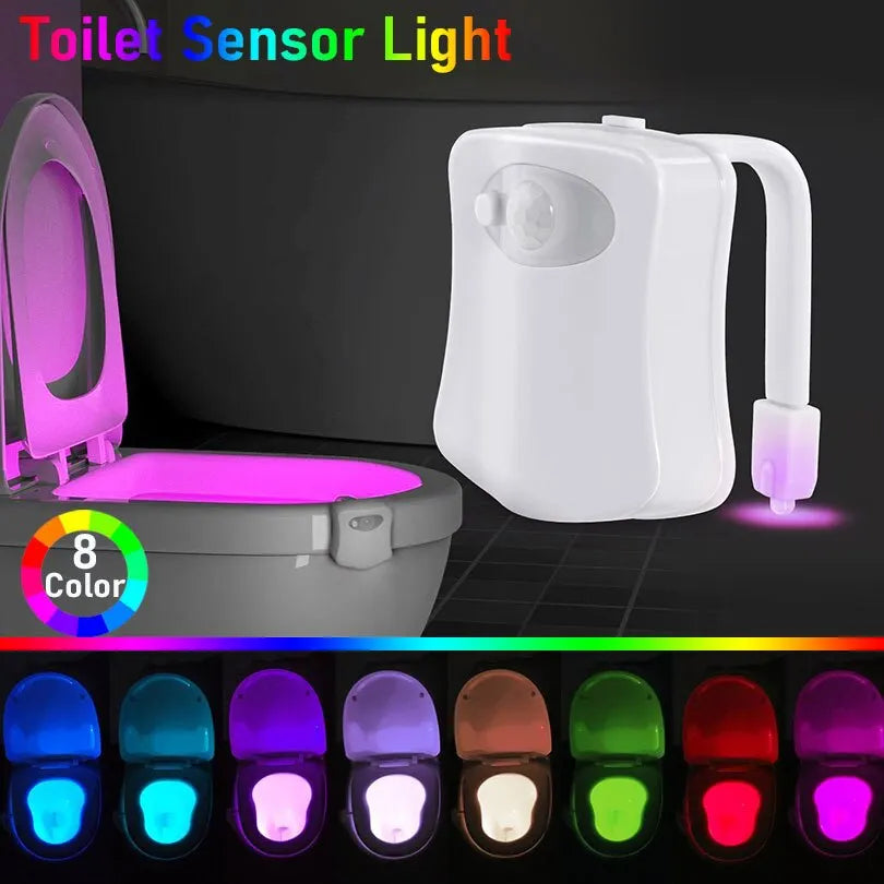 8-Color Motion Sensor Toilet Light: LED Night Lights for Bathroom - Unique Washroom Night Lamp