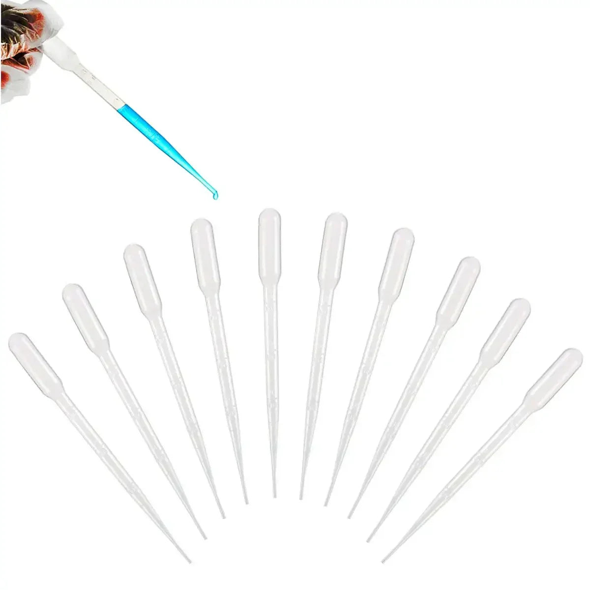 100PCS Disposable Graduated Pipettes Set – 1ml/2ml/3ml/5ml Plastic Liquid Dropper Straws for Laboratory, Makeup & DIY Use