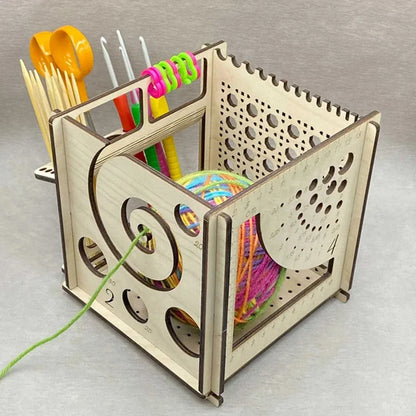 DIY All-in-One Wooden Yarn Bowl – Crochet Organizer & Knitting Storage Dispenser, Ideal for Yarn and Thread