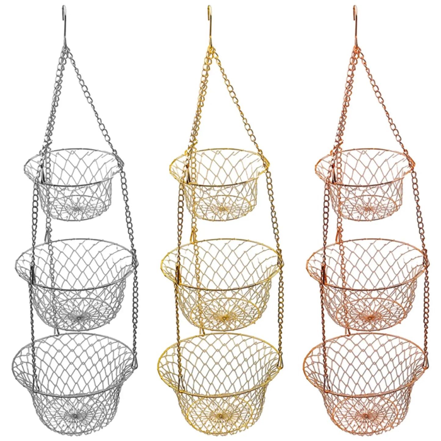 3-Tier Hanging Kitchen Organizer Basket – Large Capacity Vegetable & Snack Storage Shelf