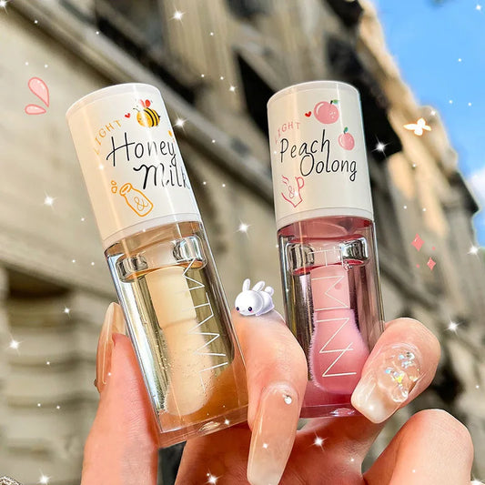 Peach Milk Honey Lip Oil – Moisturizing Lip Gloss, Fades Lip Lines with Big Brush Head