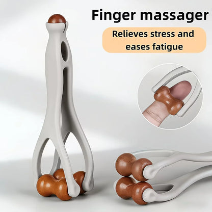 Solid Wood Finger Massage Roller Set (1/3Pcs) – 360° Acupressure Hand & Finger Massager Clip for Meridian Relief, Stress Reduction & Hand Therapy