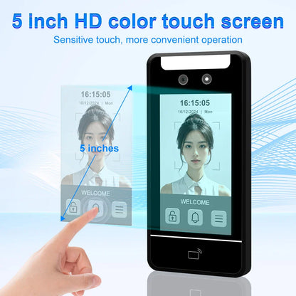 5-Inch Face Recognition Access Control System – Waterproof RFID & Password Attendance Reader for Door Entry