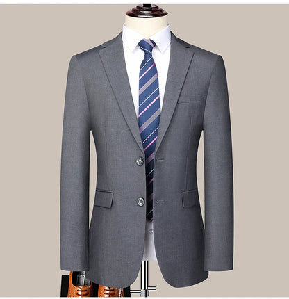 2023 Men’s Two-Button Wedding Suit — Korean Slim Fit Fashion Business Formal Two-Piece Set (Blazer + Trousers)