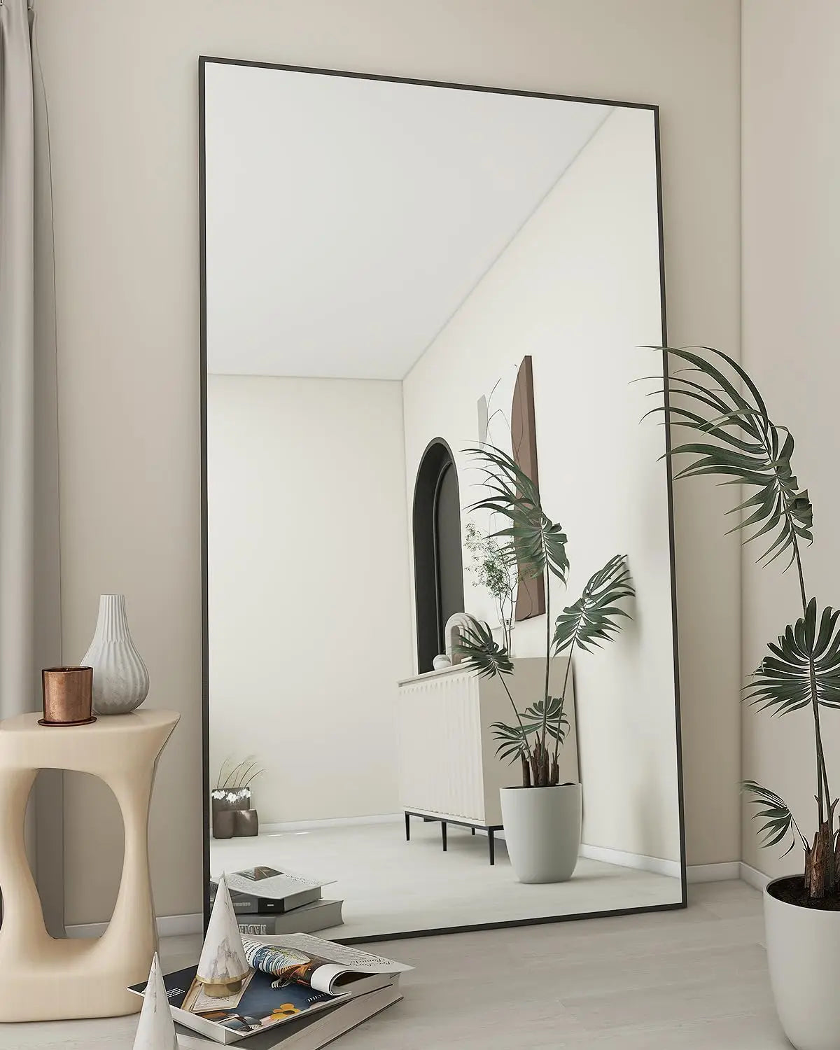 Large Full Length Mirror 34"x76" – Floor Body Mirror with Stand, Metal Frame for Wall-Mounted, Hanging or Leaning Vanity Use