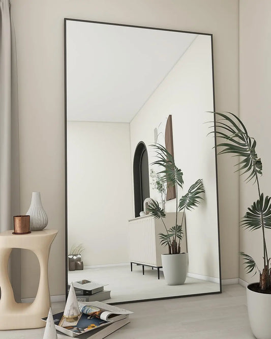 Large Full Length Mirror 34"x76" – Floor Body Mirror with Stand, Metal Frame for Wall-Mounted, Hanging or Leaning Vanity Use
