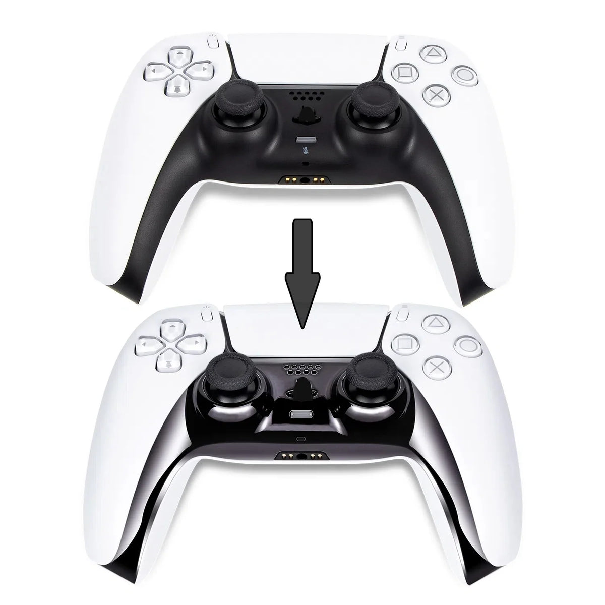 PS5 Glossy Chrome Controller Shell - DIY Replacement Cover for PS5 Slim
