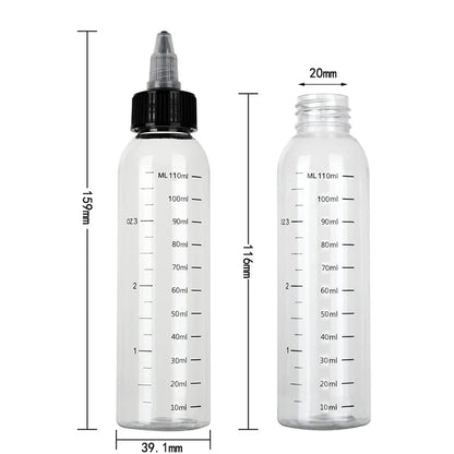 30ml-500ml Empty Hair Dye Bottles — Measured Twist Cap Refillable Squeeze Containers
