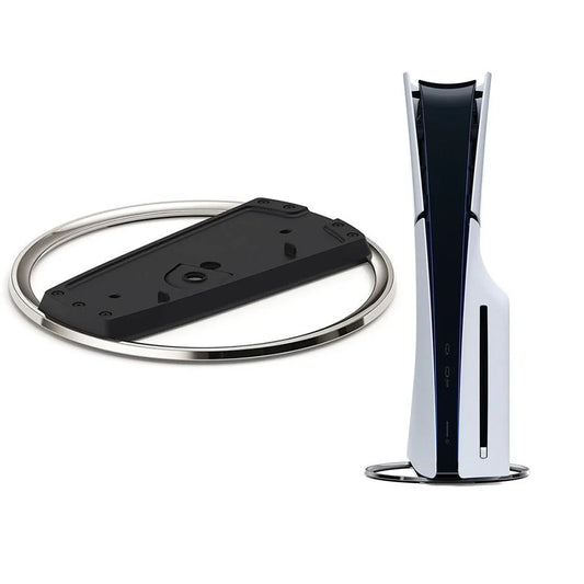 Portable Metal Vertical Stand for PS5 and PS5 Slim - Anti-Slip Base Holder for Digital Disk and Game Console Versions of PlayStation 5