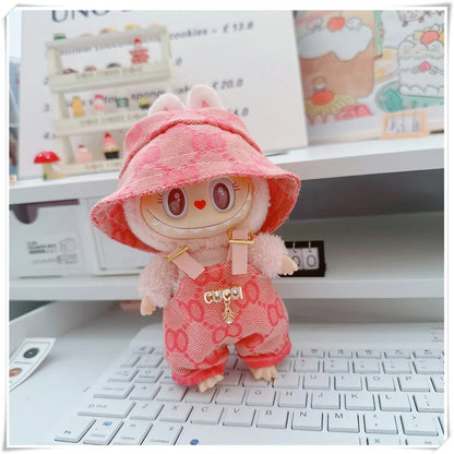 17cm Labubu II Mini Doll Clothes Set – Outfit, Hat, Bag & Shoes Accessories for Sitting Party Play