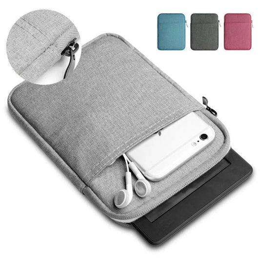 Soft Protective E-Book Sleeve Bag — 6" Case for Kindle Paperwhite 1/2/3/4 & Kobo Clara HD