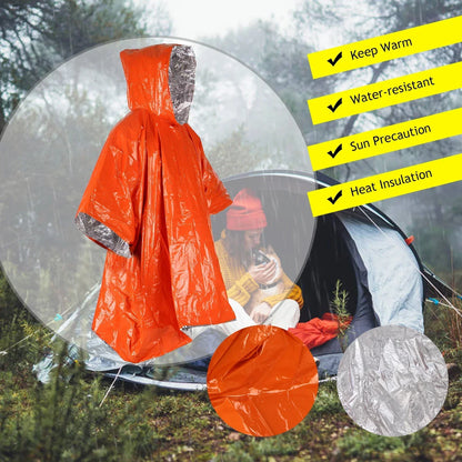 Outdoor Multifunction Raincoat - Waterproof Camping Raincoat & Reflective Emergency Survival Gear