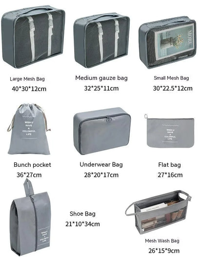 7/8/9/10-Pcs Travel Organizer Set — Portable Packing Cubes for Luggage, Clothes & Shoes, Foldable Storage Bags