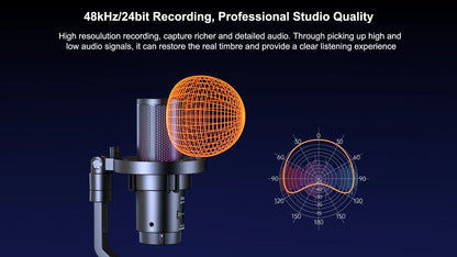COMICA Uni Pro Wireless USB Gaming Microphone – Noise-Canceling Condenser Mic with RGB Lights for PC, Laptop & Smartphone