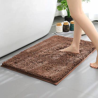 Chenille Long-Haired Bath Mat – Absorbent Bathroom Floor Mat for Tub, Living Room, and Entrance Foot Pad