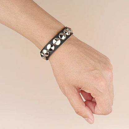 Punk Rock Hip Hop PU Leather Bracelet – Unisex Skull, Pentagram & Rivet Chain Bracelet, Trendy Party Jewelry Accessory
