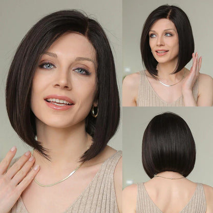 Brown Blonde Mixed Ombre Lace Front Wig – Short Wavy Bob Golden Blonde Remy Human Hair for White Women Daily Use