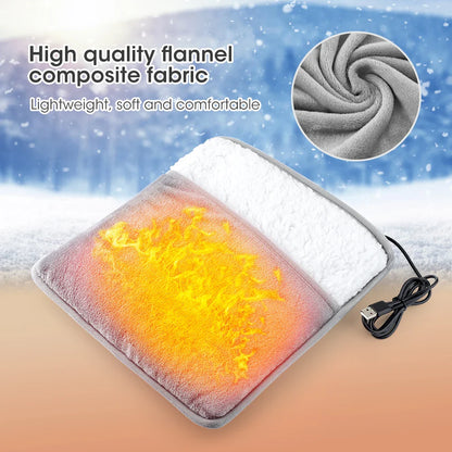 USB-Charged Electric Foot Heating Pad: Soft Plush, Washable Foot Warmer for Improved Sleep and Cozy Feet in Winter