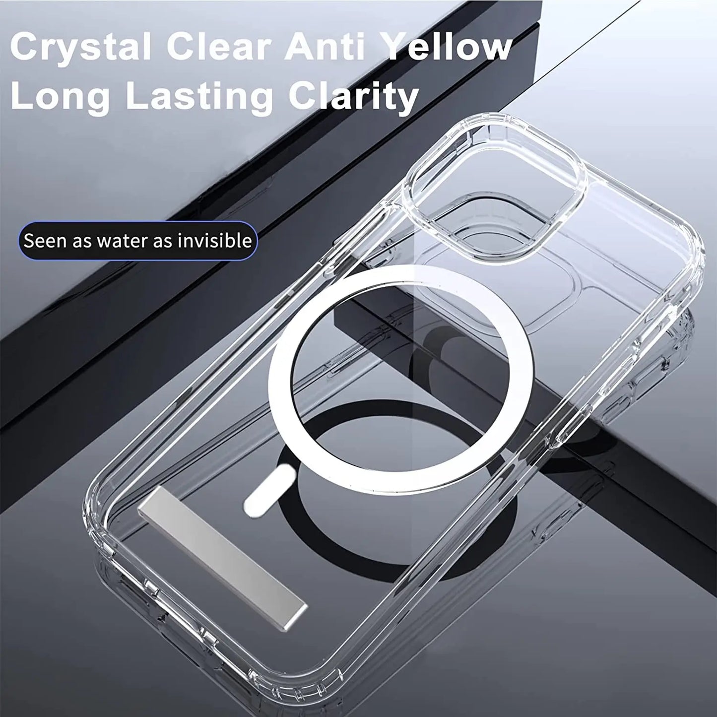 Clear Magnetic Phone Case with Kickstand for iPhone 16, 15, 14, 13, 12, 11 Mini – MagSafe Compatible, Wireless Charging Back Cover