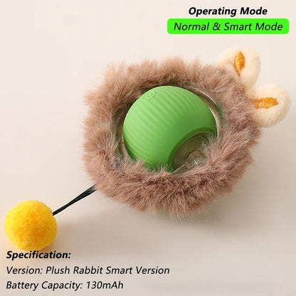 Cat Interactive Ball Toy – Automatic Rolling Ball with Tail, Rechargeable Smart Pet Toy, Intelligent Mouse for Cats