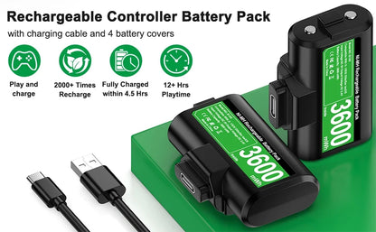 BEBONCOOL 2x3600mWh Rechargeable Batteries for Xbox One & Series S/X Controllers | Xbox Accessories Pack