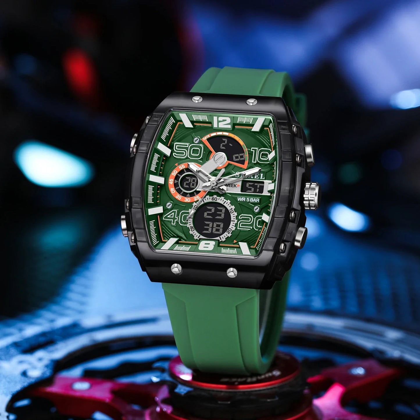 SMAEL 8109 Men’s Digital Sports Watch – Square Dual Display, Waterproof, Luminous, Multi-Color Fashion Electronic Wristwatch